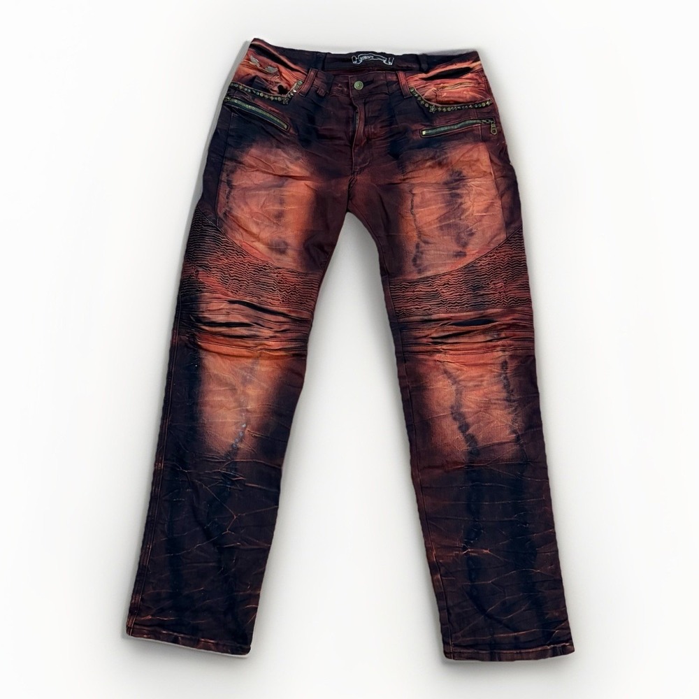 Robins Jeans Size 38 Black & Red Acid Washed Men's Pants